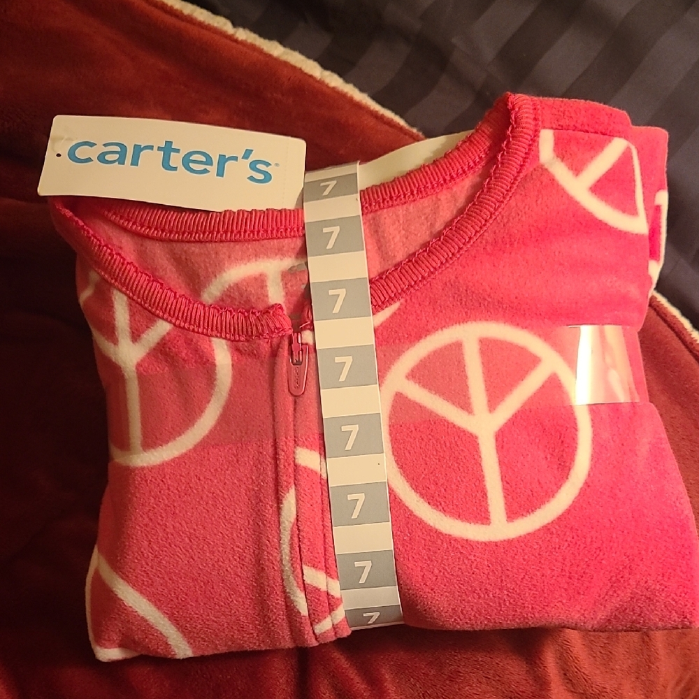Carter's Vibrant Pink Peace Sign Pajama Onesie